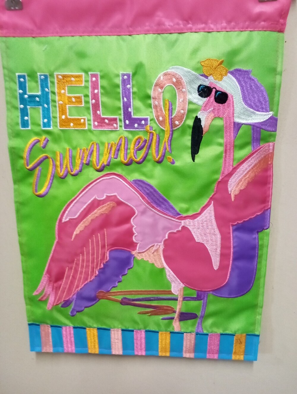 Pink Flamingo 🦩 "Hello Summer" Garden Flag